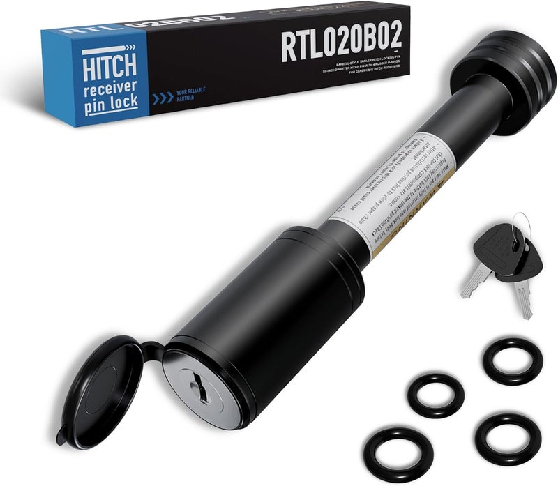 RETRUE Trailer Hitch Receiver Pin Lock, Suitable for 2 Inch Receiver, 5/8" Dia Hitch Lock for Securely Locking Trailer Hitch with Two Keys, Black - Image 1